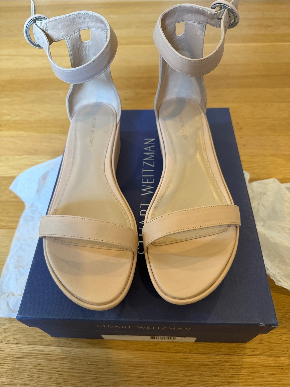 Stuart Weitzman Women's Capri Wedge Sandal, Fawn Cush Nappa US 8.5
